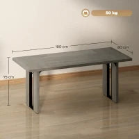 Tavolo da Pranzo in Stile Industriale per 8 Persone max, in Legno e Acciaio, 180x80x75 cm, Grigio