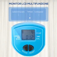 Stepper con Monitor LCD, Manubrio Regolabile ed Elastici, 55x53x118-128cm, Nero e Blu