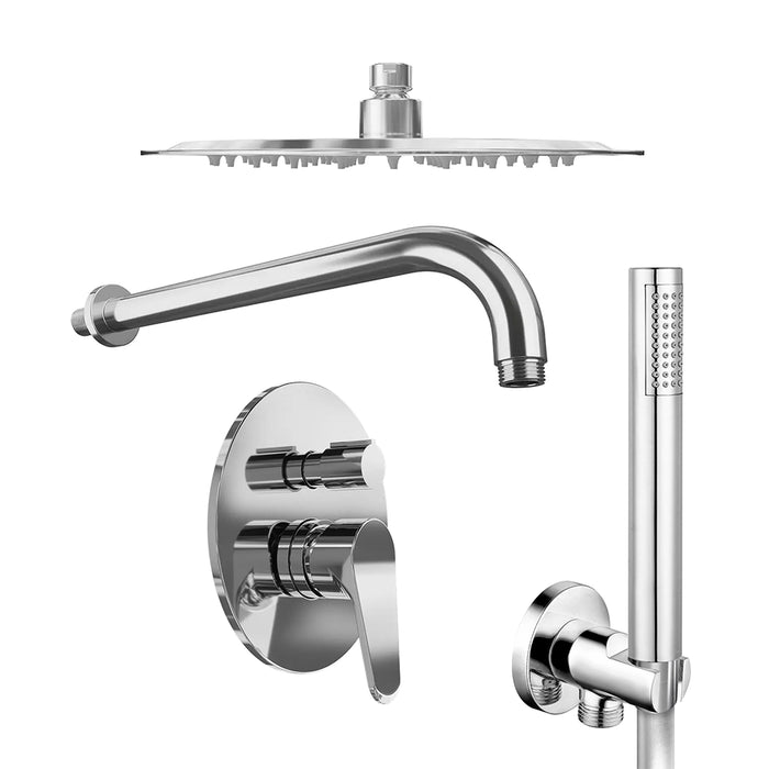 Set doccia cromato - Miscelatore incasso 2 vie Judy, braccio 30cm, soffione slim 25cm e doccino