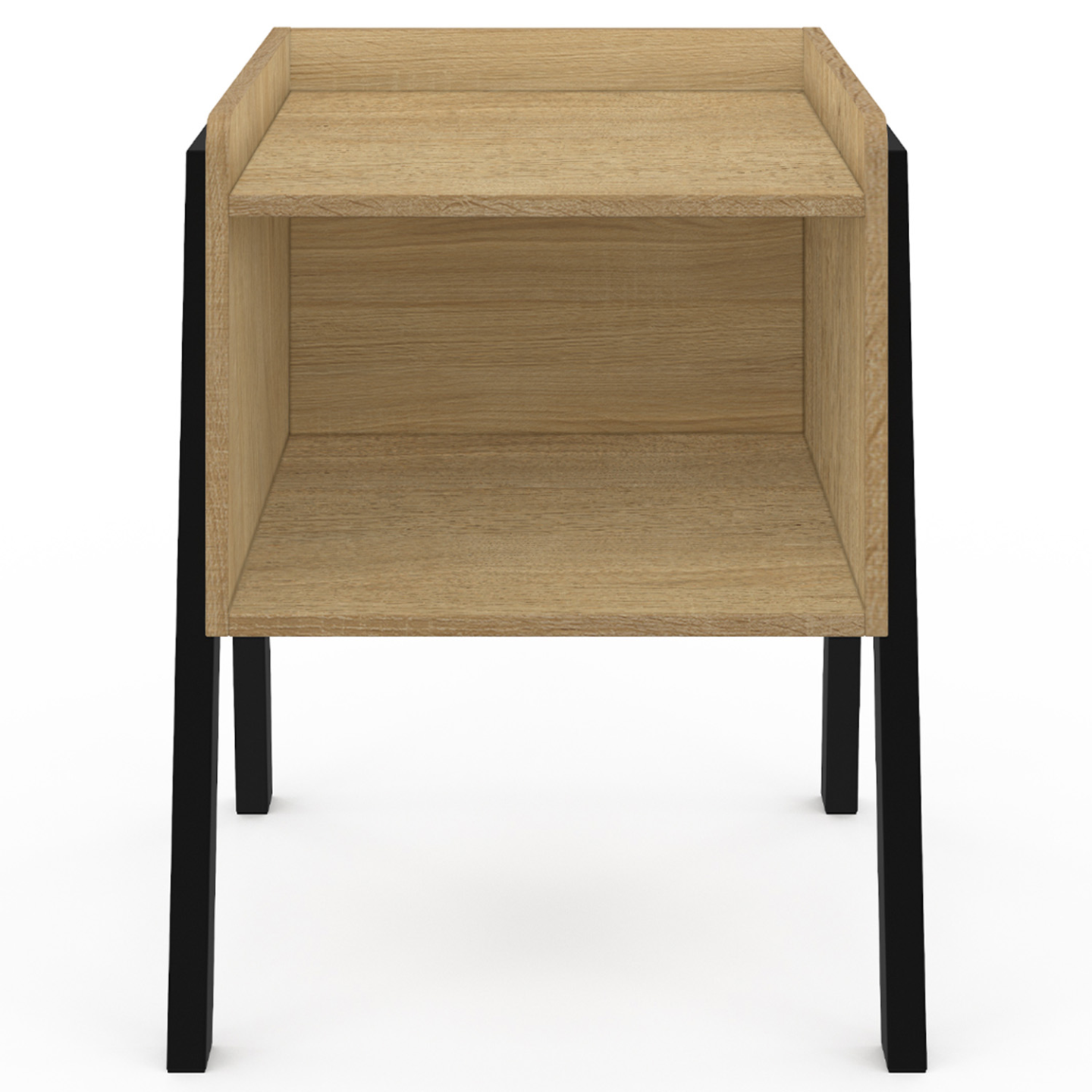 IDMarket - Juego de 2 mesitas de noche de madera NEW 1 nicho con patas de metal negro