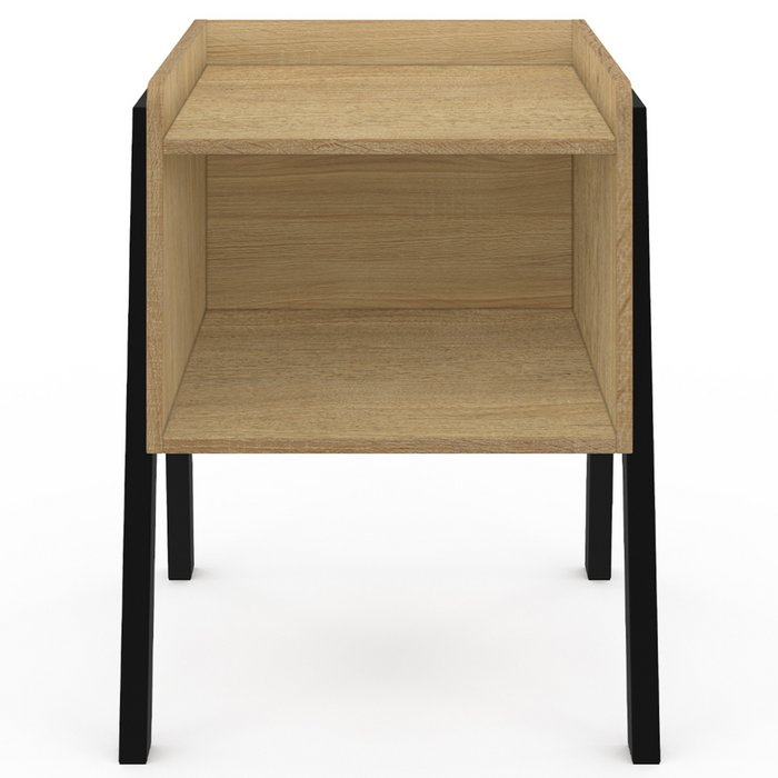 IDMarket - Juego de 2 mesitas de noche de madera NEW 1 nicho con patas de metal negro