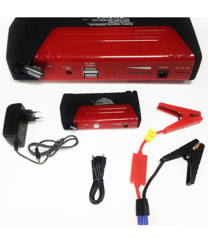 Jump Starter Portatile 2200a Avviatore Batteria Auto Moto 12v Caricabatteria Usb         