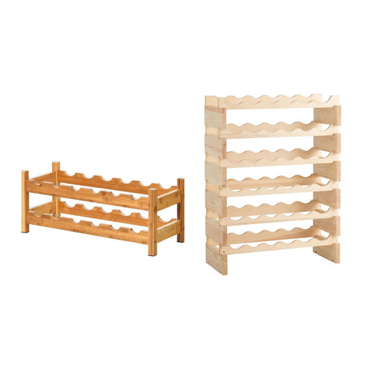 Scaffale di bamb¨´ per vini con 2 livelli e porta bottiglie di vino, Porta bottiglie per cucina e scaffale bottiglie di vino di legno-Portabottiglie