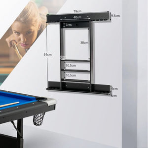 Portastecche da biliardo a parete 8 stecche e scanalature 3 livelli 15 supporti per palline 1 supporto per palline triangolari in legno per club Nero 20_0007366