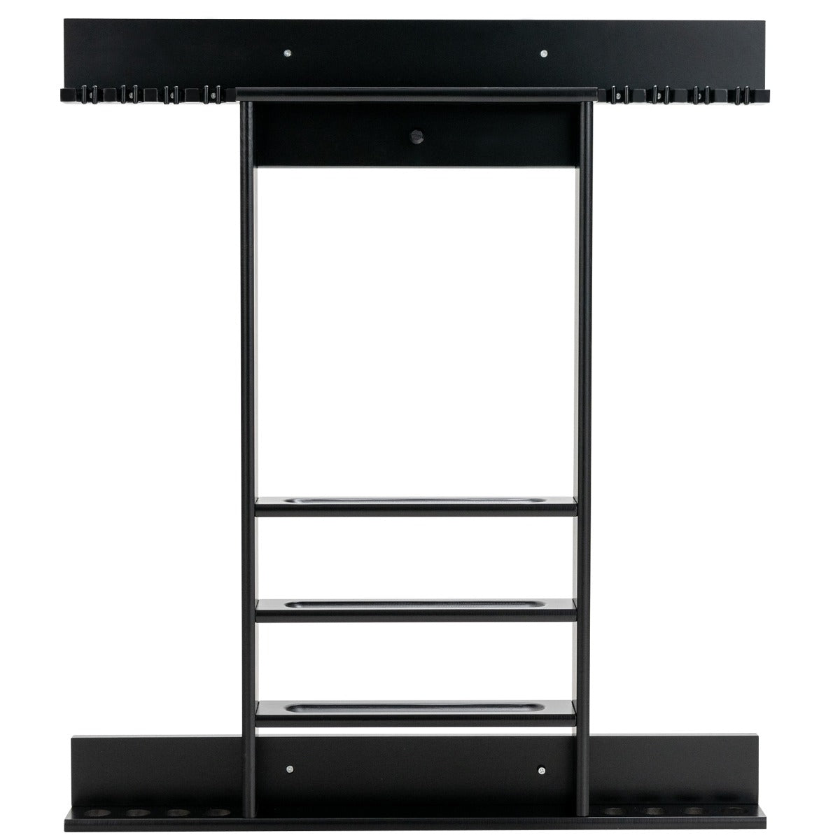 Portastecche da biliardo a parete 8 stecche e scanalature 3 livelli 15 supporti per palline 1 supporto per palline triangolari in legno per club Nero 20_0007366