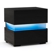 Comodino moderno 45 x 35 x 45 cm con pratico contenitore e luci LED colorate in MDF nero 20_0013951