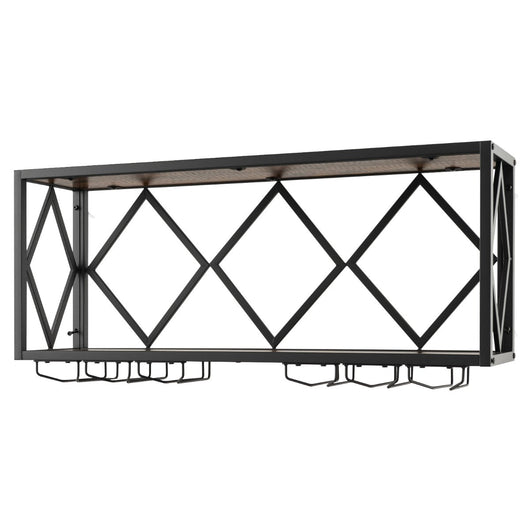 Portabottiglie industriale da parete per 39 bottiglie con porta calici Portabottiglie a 2 livelli per bar cucina 20_0009746