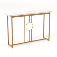 Consolle da 120 cm tavolo da ingresso moderno con piano in marmo artificiale e robusta struttura in metallo tavolo per soggiorno corridoio ingresso bianco 20_0009348