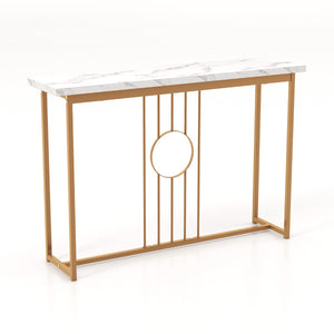 Consolle da 120 cm tavolo da ingresso moderno con piano in marmo artificiale e robusta struttura in metallo tavolo per soggiorno corridoio ingresso bianco 20_0009348