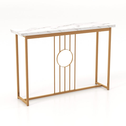 Consolle da 120 cm tavolo da ingresso moderno con piano in marmo artificiale e robusta struttura in metallo tavolo per soggiorno corridoio ingresso bianco 20_0009348