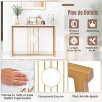 Consolle da 120 cm tavolo da ingresso moderno con piano in marmo artificiale e robusta struttura in metallo tavolo per soggiorno corridoio ingresso bianco 20_0009348