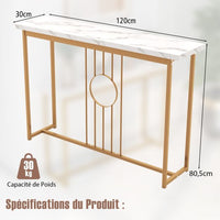 Consolle da 120 cm tavolo da ingresso moderno con piano in marmo artificiale e robusta struttura in metallo tavolo per soggiorno corridoio ingresso bianco 20_0009348