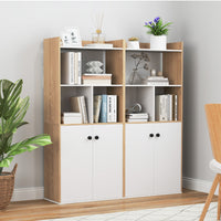 Libreria moderno con ripiani ante e scomparti aperti-Scaffale multiuso con gambe inclinate per soggiorno 60x30x140cm