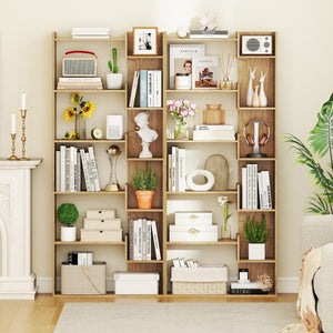Libreria a 6 ripiani scaffale in legno-Scaffale aperto per esposizione unit¨¤ di archiviazione decorativa per studio Legno naturale