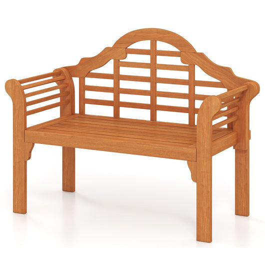 Panca da giardino in legno massiccio pieghevole da 123cm, Panca pieghevole in legno per esterni Naturale-Panchine