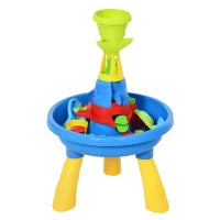 Playset Tavolino Acqua e Sabbia per Bambini con 21 Accessori, Set Giocattoli Tavolo Acquatico da Spiaggia ed Esterni in PP, 46x46x72 cm