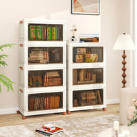 Contenitori pieghevoli per organizzatore di armadio con coperchio da 156 l, Contenitori pieghevoli set da 3 scatole Bianco e Marrone-Cassettiere