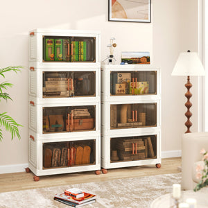 Contenitori pieghevoli per organizzatore di armadio con coperchio da 156 l, Contenitori pieghevoli set da 3 scatole Bianco e Marrone-Cassettiere