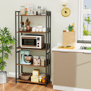 Libreria a 5 ripiani con struttura in metallo robusto-Scaffale alta 157 cm con ripiani regolabili e inclinabili Marrone Rustico