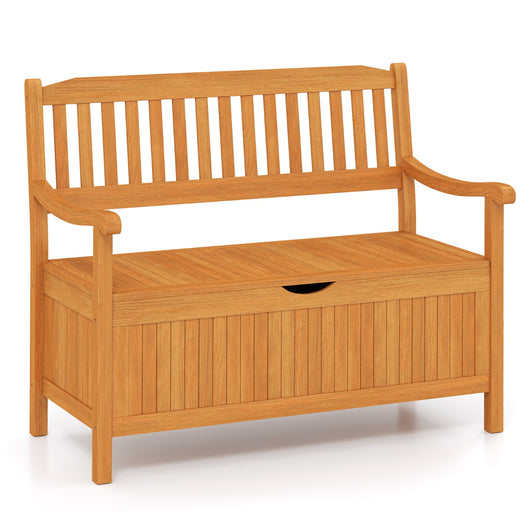 Panca per ingresso con strato interno rimovibile, Panchina contenitore di legno da esterno Naturale-Panchine