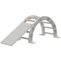 Struttura per Arrampicata, per Bambini di 18-48 Mesi, 4 in 1 con Arco di Arrampicata, Dondolo, Rampa e Scivolo 164x70x57 cm, Grigio e Bianco