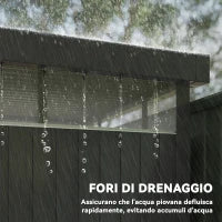 Capanno da Giardino con Lucernario in Acrilico e Fori di Drenaggio, in Acciaio, 200x258x201 cm, Grigio Scuro