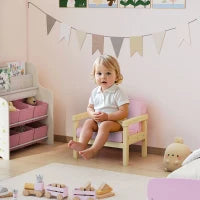 Poltrona per Bambini con Tessuto Morbido di Velluto e Struttura in Legno Seduta e Schienale Imbottiti 46,5x44x45 cm Rosa