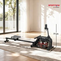 Vogatore con serbatoio d'acqua 6-11 L, monitor LCD e supporto per cellulare, capacità 135 kg, in acciaio, Nero