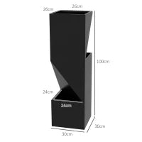 Fioriera da Esterno con 3 Aree di Coltivazione e Fori di Drenaggio, in Metallo Nero, 30x30x100 cm