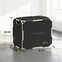 Plyo Box 3 in 1 in legno, antiscivolo senza spigoli con aperture per maniglie, 61/51/40,5 cm, Nero