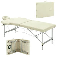 Lettino per Massaggi Pieghevole Professionale, Altezza Regolabile e Borsa di Trasporto, Bianco