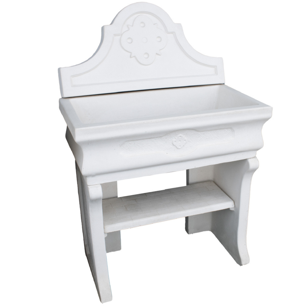 Pilozza lavabo bianca serie romantica cemento calcestruzzo 90 x 50 x h.28 cm