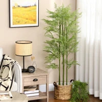 Outsunny Pianta Artificiale in Vaso da 155cm, Pianta Finta in Plastica per Interni ed Esterni, Verde