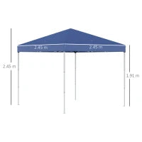 Gazebo Pieghevole e Impermeabile in Tessuto Oxford con Corde e Picchetti, 2.45x2.45x2.45 m, Blu
