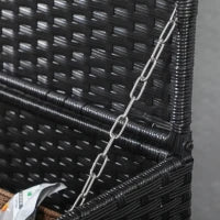 Baule da Giardino in Rattan e Acciaio con Coperchio, 95x60x53cm, Nero