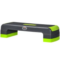 Step Fitness per Aerobica Regolabile su 3 Altezze 10-15-20 cm in Plastica, Verde e Grigio