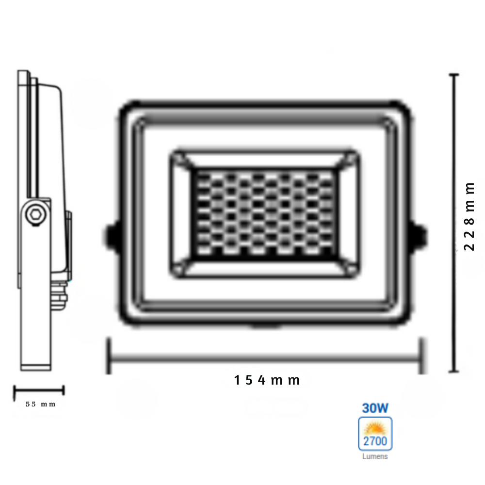 Proiettore led smd con sensore bianco 30 watt impermeabile ip65 2700 lumen