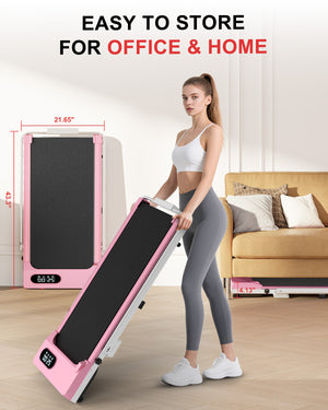 Tapis Roulant Elettrico Pieghevole 1-8 km/h - RATTANTREE - con Inclinazione, Display a LED, Supporto per App e Tablet - Portante 145kg - Rosa