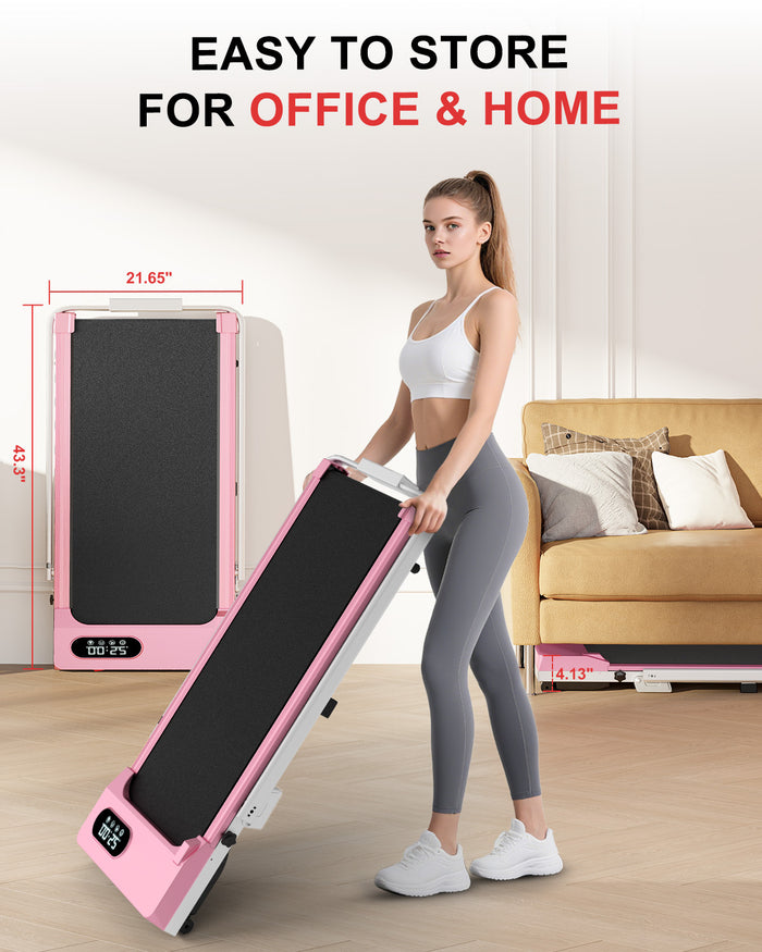 Tapis Roulant Elettrico Pieghevole 1-8 km/h - RATTANTREE - con Inclinazione, Display a LED, Supporto per App e Tablet - Portante 145kg - Rosa