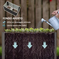 Aiuola Rialzata Set 2 Pezzi Rettangolari senza Fondo, in Acciaio Zincato, 120x60x60 cm, Grigio Scuro