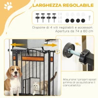 Cancellino per Cani con Fissaggio a Pressione, Estensibile da 74-80cm con Chiusura Automatica, Nero