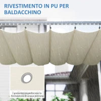 Pergola per Giardino Retrattile 4x3 m con Luci LED e Fori di Drenaggio, in Alluminio e Poliestere, Bianco Crema