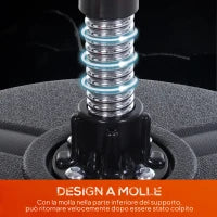 Punching Ball da Terra, Sacco da Boxe da Terra con Base Riempibile, Ventose e Guantoni, Altezza Regolabile 4 Livelli da 136-154 cm, Speed Bag per Home Gym Casa e Palestra, Nero