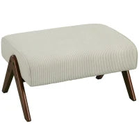 Poggiapiedi da Soggiorno Pouf Basso con Seduta Imbottita Gambe in Legno per Soggiorno Camera da Letto 69x47x36 cm Beige