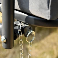 Dondolo da Giardino  a 3 Posti Convertibile in Letto con Tetto Regolabile, Materasso Incluso, Metallo e Poliestere, 2L x 1,25l x 1,7H m, Grigio Scuro