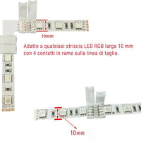 Connettore angolare per striscia led rgb 10mm alta qualità optonica 6621