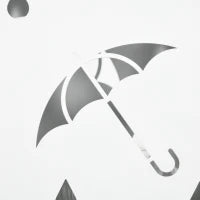 Portaombrelli in Metallo con 4 Ganci e Vaschetta Raccogligocce, 15.5x15.5x41cm, Bianco