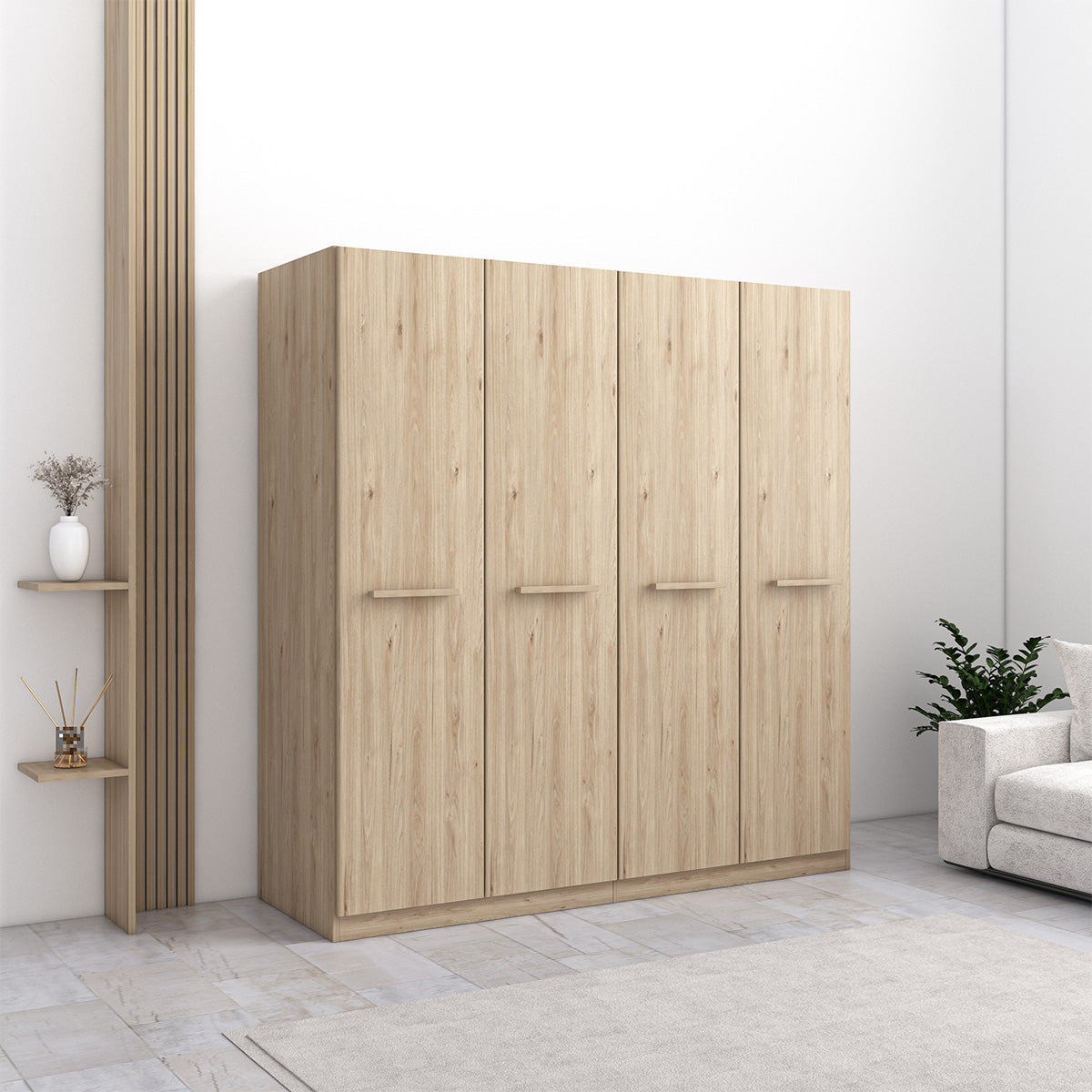 Armadio 4 ante con ripiano e appendiabiti 180X52X186H