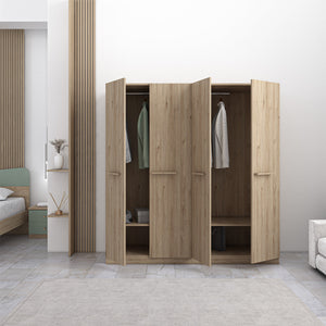 Armadio 4 ante con ripiano e appendiabiti 180X52X186H