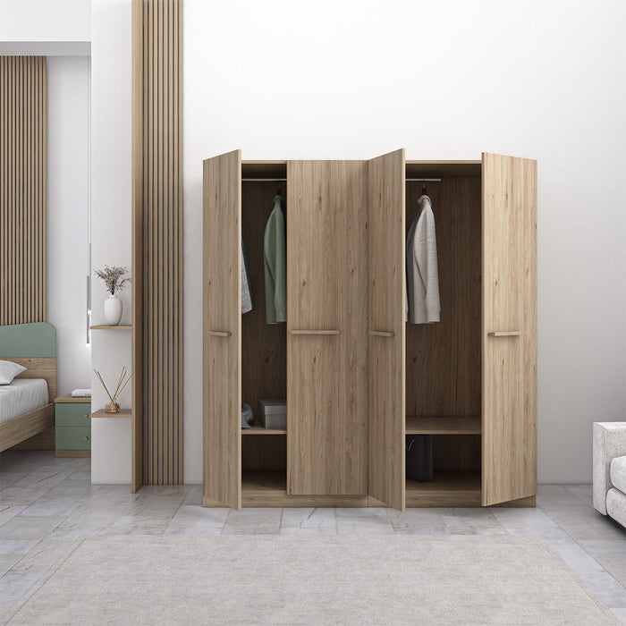 Armadio 4 ante con ripiano e appendiabiti 180X52X186H